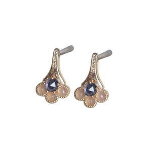 Minuit斯特凡之夜超美腻治愈天然堇青石橙月光S925银小花戒指耳钉