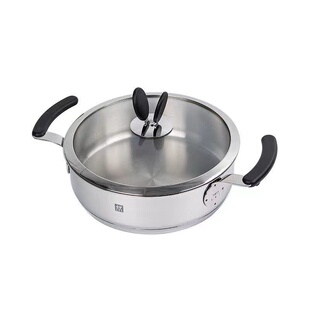 双立人Silver系列银光24cm汤锅含蒸笼28深烧锅18奶锅0涂层防烫手