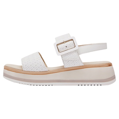 嘉步粗跟羊皮圆头凉鞋