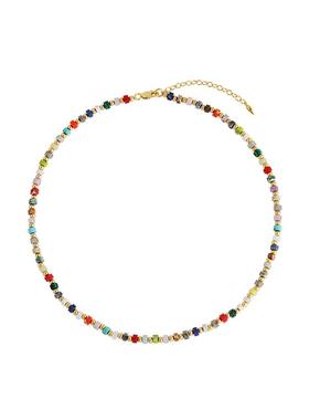 多彩天然石锁骨链女轻奢小众设计
