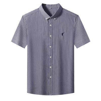 保罗刺绣纯棉免烫短袖男士衬衫