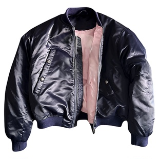 谷安关大口袋棉服粉内胆bomber短款廓形MA-1夹克男秋冬百搭棒球服