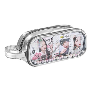 大容量透明笔袋初中女生高颜值ins风韩版铅笔盒2026新款女孩文具盒拉链款可视窗口多功能吧唧谷子痛包文具袋