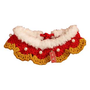 猫咪围脖围巾过年喜庆装扮脖圈新年衣服狗狗布偶项圈猫口水巾宠物