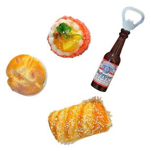 趣味开瓶器冰箱贴创意磁性贴立体仿真面包食物蛋糕啤酒启瓶器起子