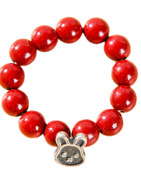 纯然女S925纯银十二生肖戒指朱砂