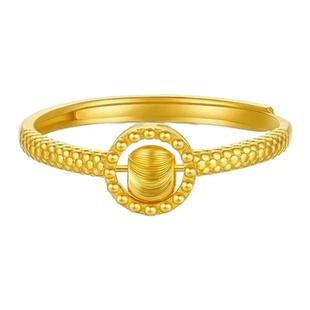 转运珠戒指女18k金色可调节小众设计猫眼时来运转招财带财旺财运