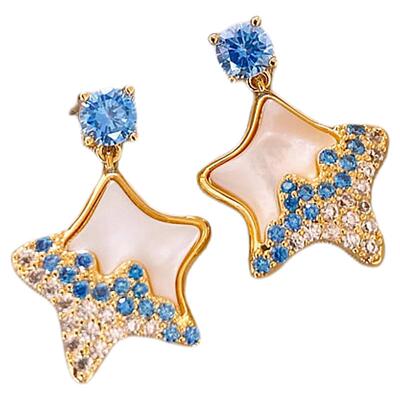 蓝色海星耳钉小众独特高级感耳饰