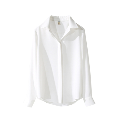 抗皱白色雪纺衬衫女长袖