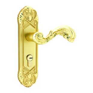 恒大房间门锁上下固定孔距离110和130金色大单舌压把锁不改孔安装