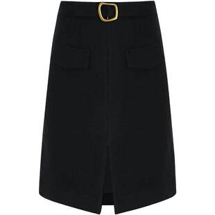 【3件5折】COCOBELLA前开叉半身裙短裙女高腰A字裙直筒毛呢裙HS1C