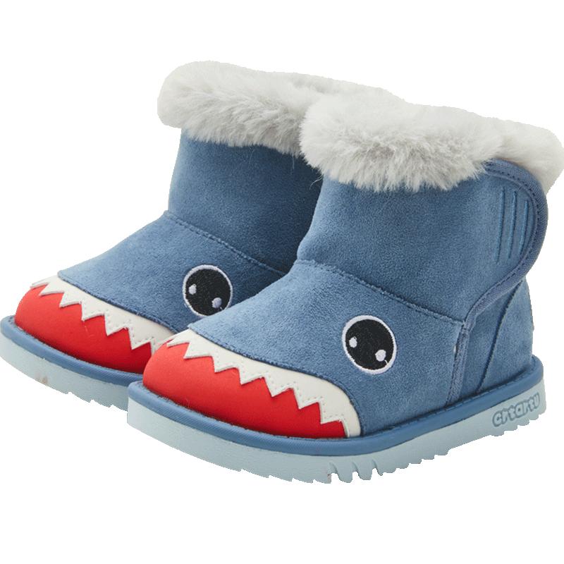 卡特兔婴童雪地靴秋冬男女宝宝防滑动物可爱棉鞋加绒加厚中筒靴
