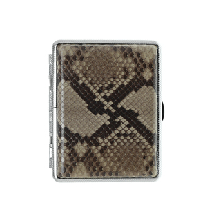 聚变手工皮具高端定制黄褐色蟒蛇皮真皮16支装金属烟盒烟包卡套