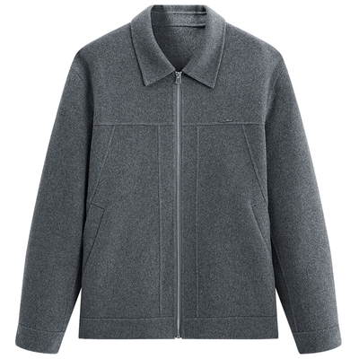 【保暖羊毛】太平鸟男装翻领毛呢夹克2025冬新款纯色通勤休闲外套