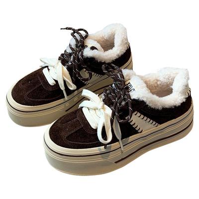 曼斯贝勒泰迪毛真皮加绒厚底板鞋