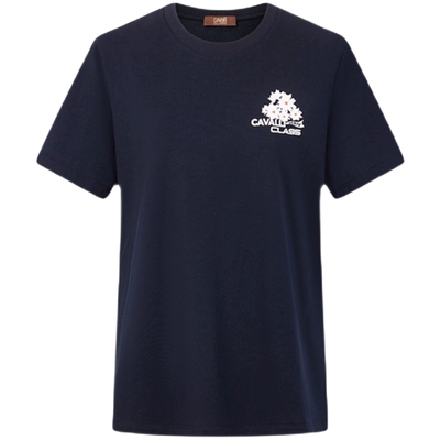 卡沃利休闲刺绣短袖T恤全棉舒适