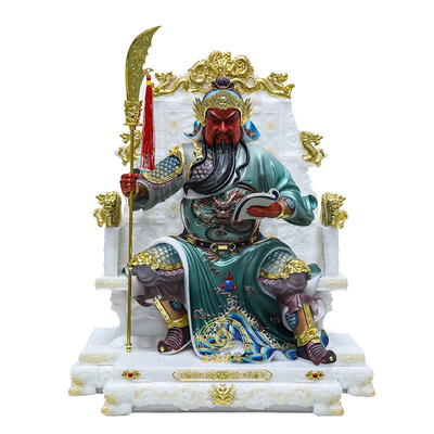 关公神像汉白玉武财神供奉摆件