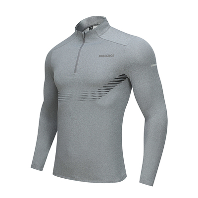 破冰健身速干衣男显壮修身半拉链