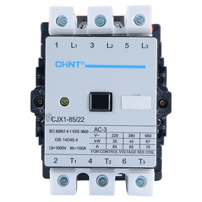 正泰CJX1-85/22交流接触器线圈380V/220V银触点两常开两常闭85A