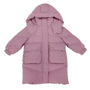 女童新国标90白鸭绒长款羽绒服三防冬装新款儿童装小女孩保暖外套