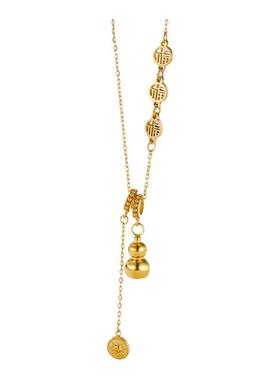 旭平【葫芦】国风金色福字葫芦项链小众轻奢流苏锁骨链送女友