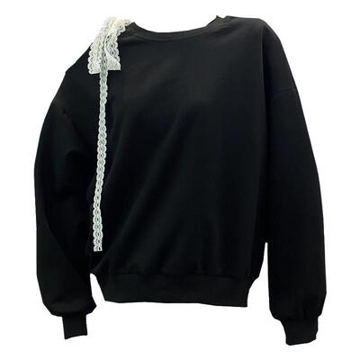 爆款炸街蕾丝边卫衣百褶裙两件套