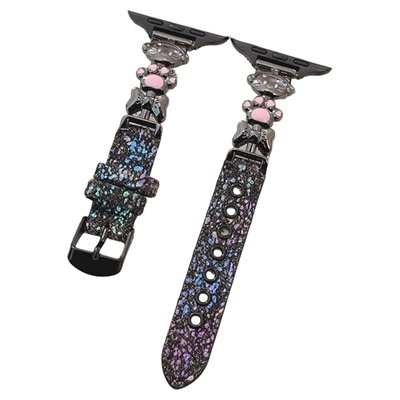 金属皮革音乐猫咪适用iwatch表带