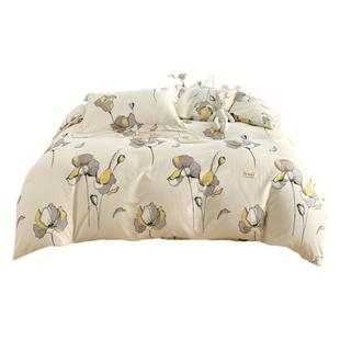 原棉老粗布全棉四件套老年人亲肤简约透气田园印花纯棉学生三件套