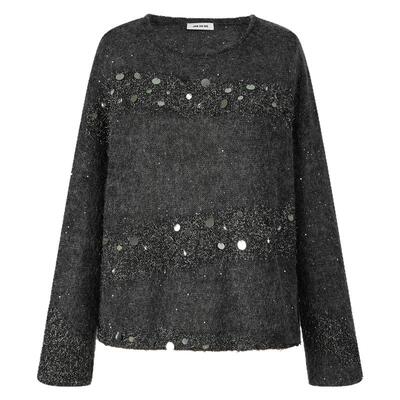 JAN AN NO 简爱诺宽松百搭软糯针织衫女春秋新款闪闪衫J2577008ZS