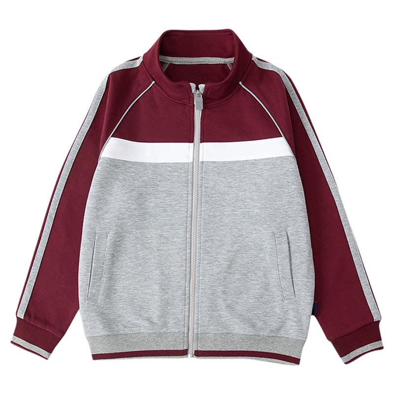 伊顿中小学生校服学院春秋纯棉舒适运动服枣红浅灰棒球服校服套装