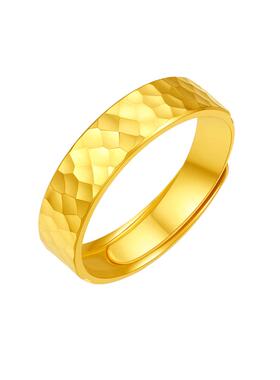 赛菲尔足金对戒情侣戒指黄金锤纹素圈极简日常送男友女友情侣款