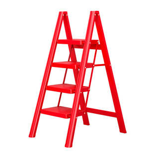 乔迁红色梯子礼盒家用折叠伸缩人字梯铝合金踏步步步高升新家楼梯
