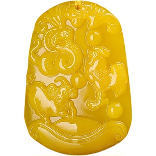 招财黄玉钛岁蛇鸡牛三合吊坠三合一牌挂件十二生肖巳酉丑三合金局