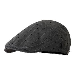 日系文艺复古前进帽女高级感时尚条纹鸭舌帽春夏款黑灰色报童帽子