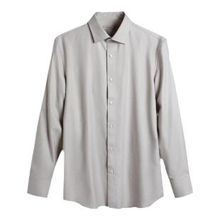 GORNIA格罗尼雅男士长袖暮云灰羊毛衬衫时尚商务舒适休闲格纹衬衣