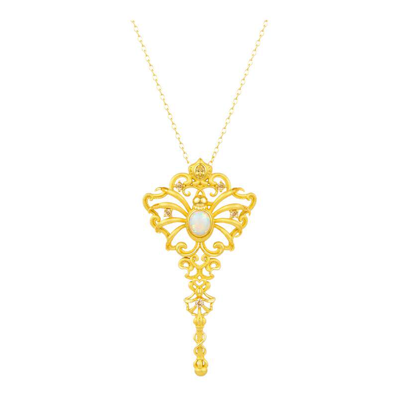 PINKBOX/娉饰珠宝星谕蛛杖足金权杖黄金吊坠镶嵌欧泊轻奢送礼新品