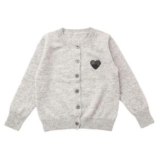 秋冬儿童纯羊绒开衫男童女童山羊绒针织毛衣外套单股薄款红色黑色