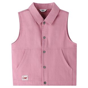 安奈儿童装男童女童仿牛仔翻领马夹2026春新款透气宽松简约马甲