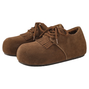 MILLIE'S/妙丽真皮牛反绒加绒全包流苏勃肯鞋秋冬新款时尚休闲鞋