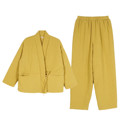 柔软夹棉棉麻家居服套装朵朵可可