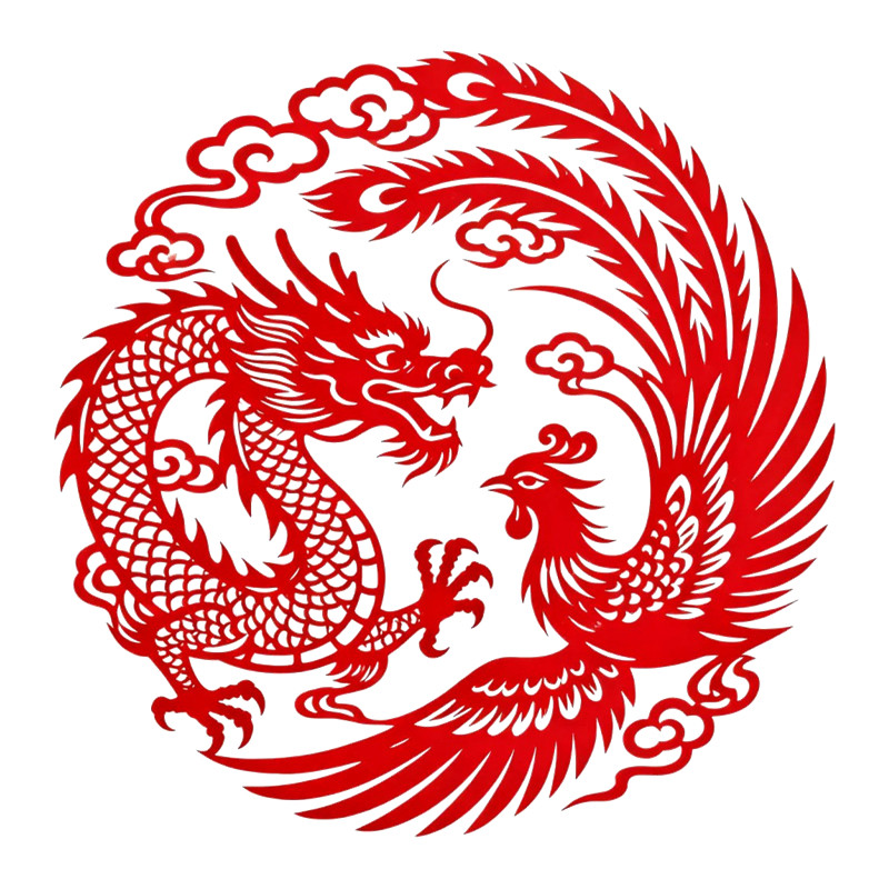 龙凤呈祥剪纸自粘窗花 结婚婚房客厅玄关布置防水防晒透明底贴画