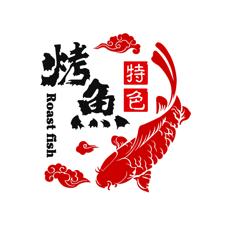 烤鱼店餐饮饭店火锅店网红墙贴