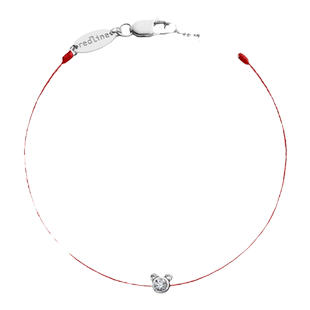 Redline/红绳女士白金镶嵌0.05克拉Pure钻石熊形童趣手链幸运手绳