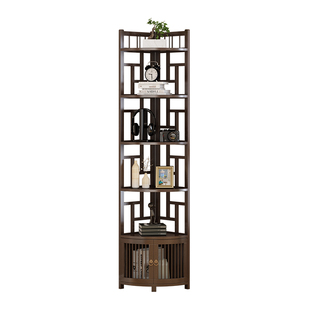 新中式小型博古架客厅墙角多层转角柜实木省空间书架子收纳置物架