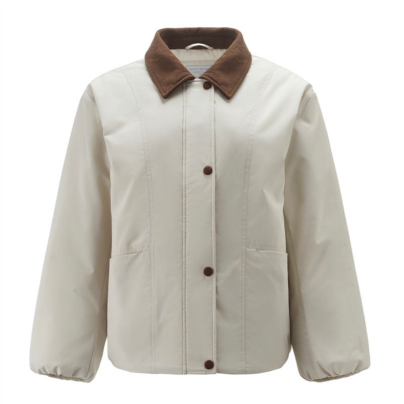 佐丹奴巴恩风棉服女秋冬新款防风拼接灯芯绒翻领棉衣外套13376754