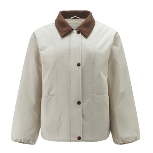 佐丹奴巴恩风棉服女秋冬新款防风拼接灯芯绒翻领棉衣外套13376754