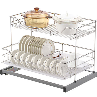 汉高橱柜拉篮开门式碗碟篮置物架