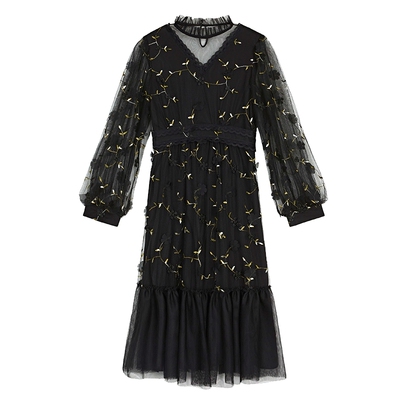 sdeer圣迪奥泡泡袖连衣裙