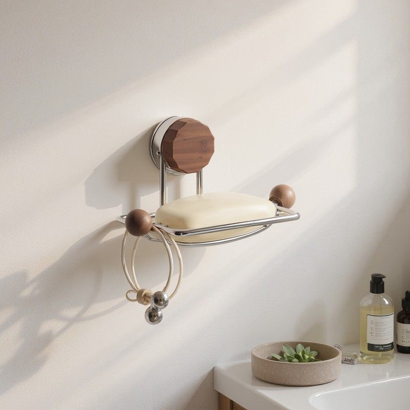 中古风吸盘肥皂盒香皂架家用浴室沥水皂盒上墙壁挂式免打孔置物架