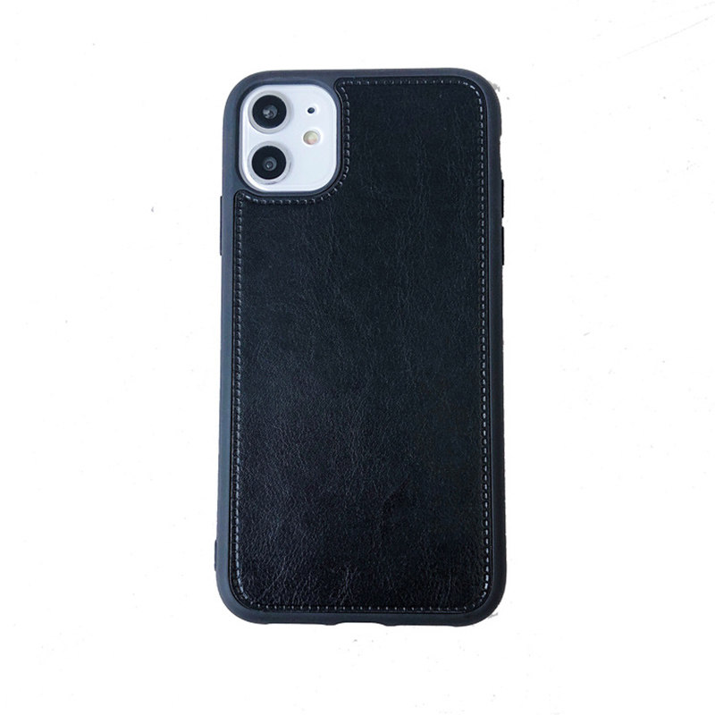 纯黑色苹果16pro Max手机壳15皮质iphone14plus防摔13保护软12套11男女款xs max硅胶xr全包